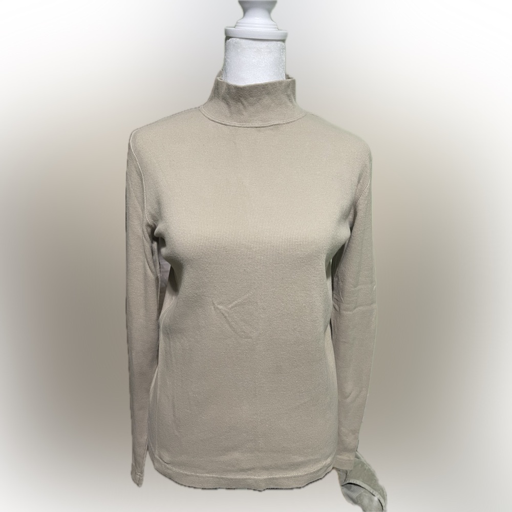 Christopher & Banks Tan Fitted Long Sleeve